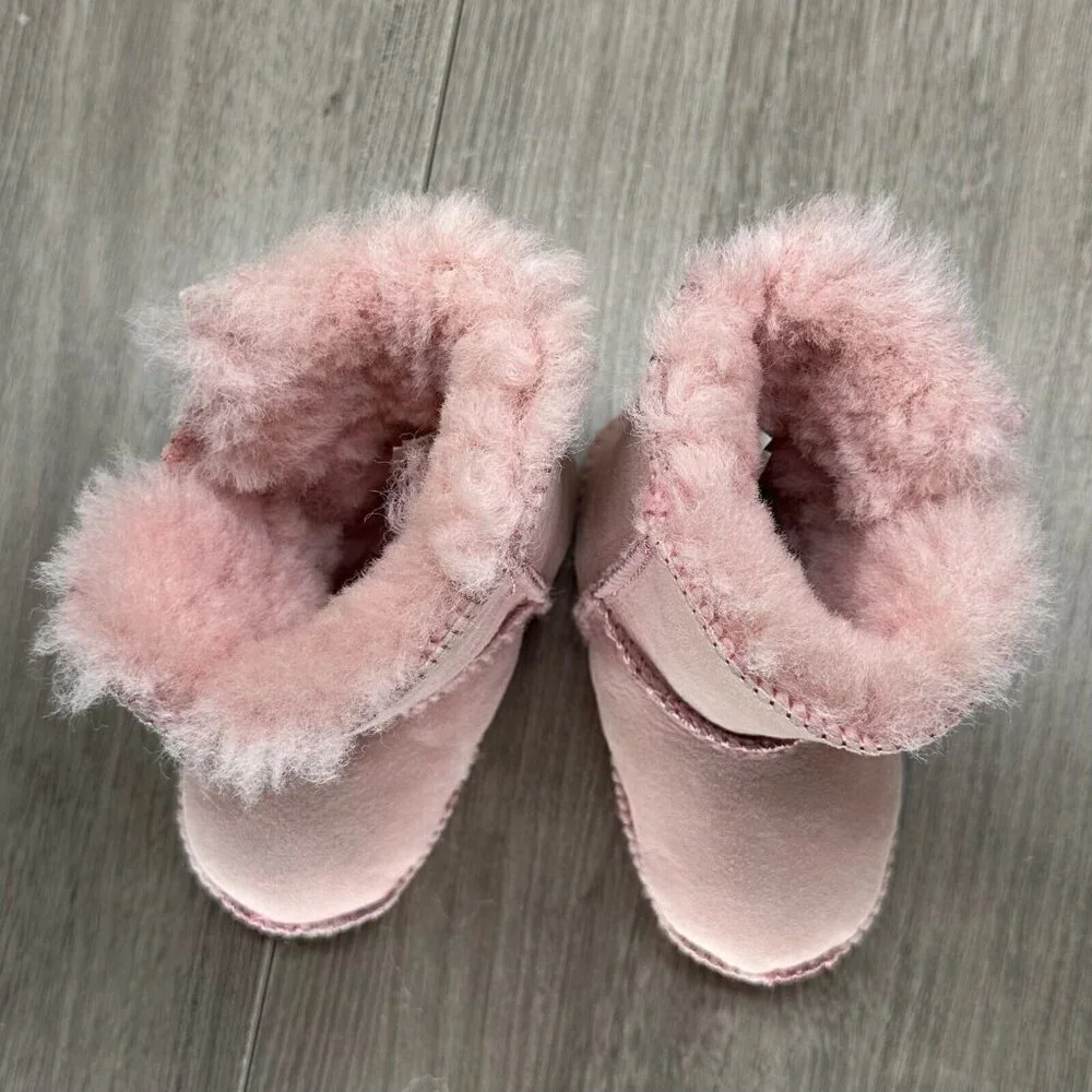 Staheekum Infant Boots Girls Sz XL Very Warm Shearling Lined Booties Suede Pink